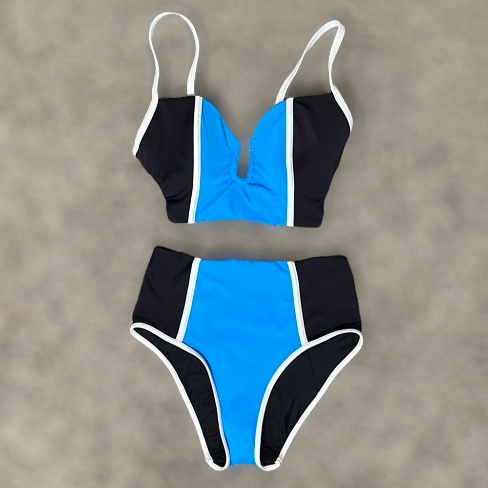 A Che Bikini Swimsuit Tankini Colorblock High Waist X-Small XS New